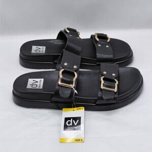 Dolce Vita Unique Footbed Sandals Minimalist Casual Shoes Women's 8 Black Slides